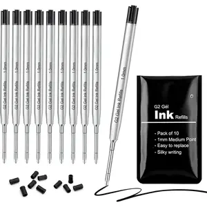 Pack of 10 Replaceable Ballpoint Pen Refills, G2 Gel Ink Refills,1mm Medium Point,Twist Pen Refill,Ball Point Pen Refills,Ink Refills for Pens,Black Ink Refills