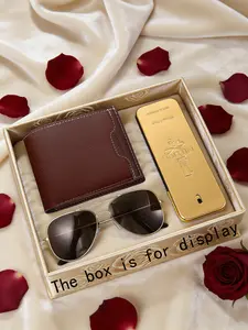 Essential Leather Wallet for Businessmen, Stylish Sunglasses for Fashion Statement, Elegant Fragrance Enhancing Charisma