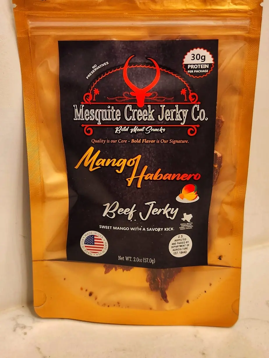 Mesquite Creek Jerky Co. Mango Habanero Beef Jerky - 30g Protein Per Package, Sweet Mango with Savory Kick, No Preservatives