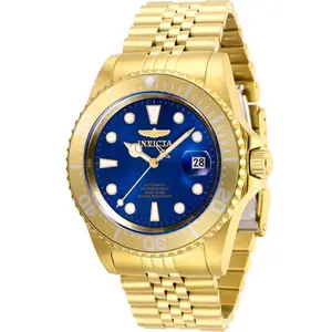 Invicta Men's Automatic Watch - Pro Diver Blue Dial Yellow Gold Bracelet | 30097