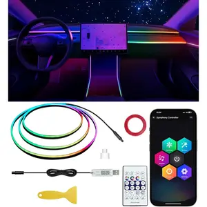 Acrylic Interior Car LED Strip, 55.12-inch USB/Type C Interface Colorful car Ambient Lights kit,Supporting Wireless Control Modes,with 16 Million Color Options smart app control underglow  install  easy interior  led  lights aesthetic  car  mods