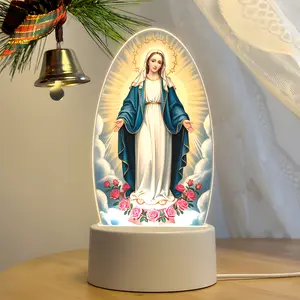 Saint Mary Night Light, Catholic Theme LED Lamp, Bedroom Desktop Art Decor, Religious Home Decor, Church Living Room Home Office Desk Lamp, Christmas Gift
