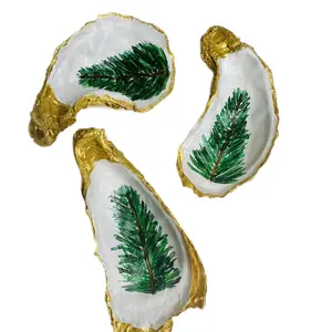 Set of 3 Christmas Tree Oyster Shell Ornaments for Festive Home Decor - Decoration velvet gingerbreadhouse