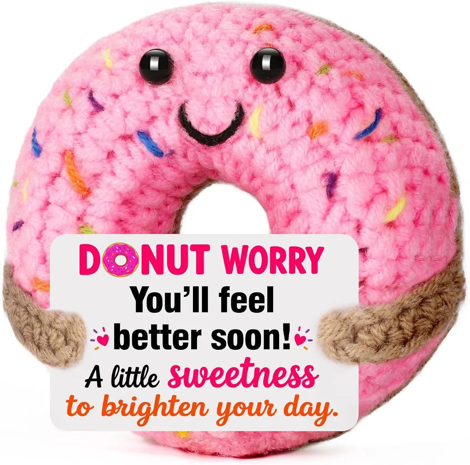 MBL Get Well Gifts for Women - Get Well Soon Gifts for Women | Crochet Donut After Surgery Recovery Self Care Feel Better Thinking of You Cancer Care Comfort Gifts for Patients Friends Gift
