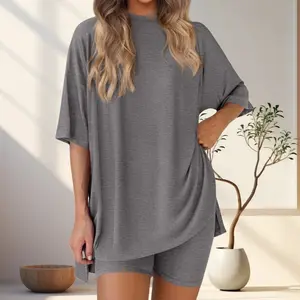 Minimalist Casual Set | Effortless Solid Color Set | Chic Solid Lounge Set | Versatile Solid Color Duo | Breathable Shorts Tee Duo |