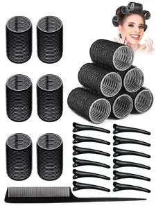 25pcs Women's Manual Curling Set (12pcs hair rolls+12pcs hair clips+1pc combs) Self held Curling Tool, Hair Styling Tools, Suitable for Long/Medium/Short Hair, Mother's Day Gift, Campus Curling, Family Essential Curling Set, Home Hair Kit
