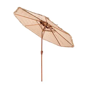 VEVOR Tiki Umbrella, 9 ft Thatched Patio Umbrella with Tilt, 2-Tier Hawaiian Style Beach Parasol with PP Thatch and 8 Metal Ribs, Grass Pool Umbrellas for Beach, Patio, Poolside, Backyard & Garden