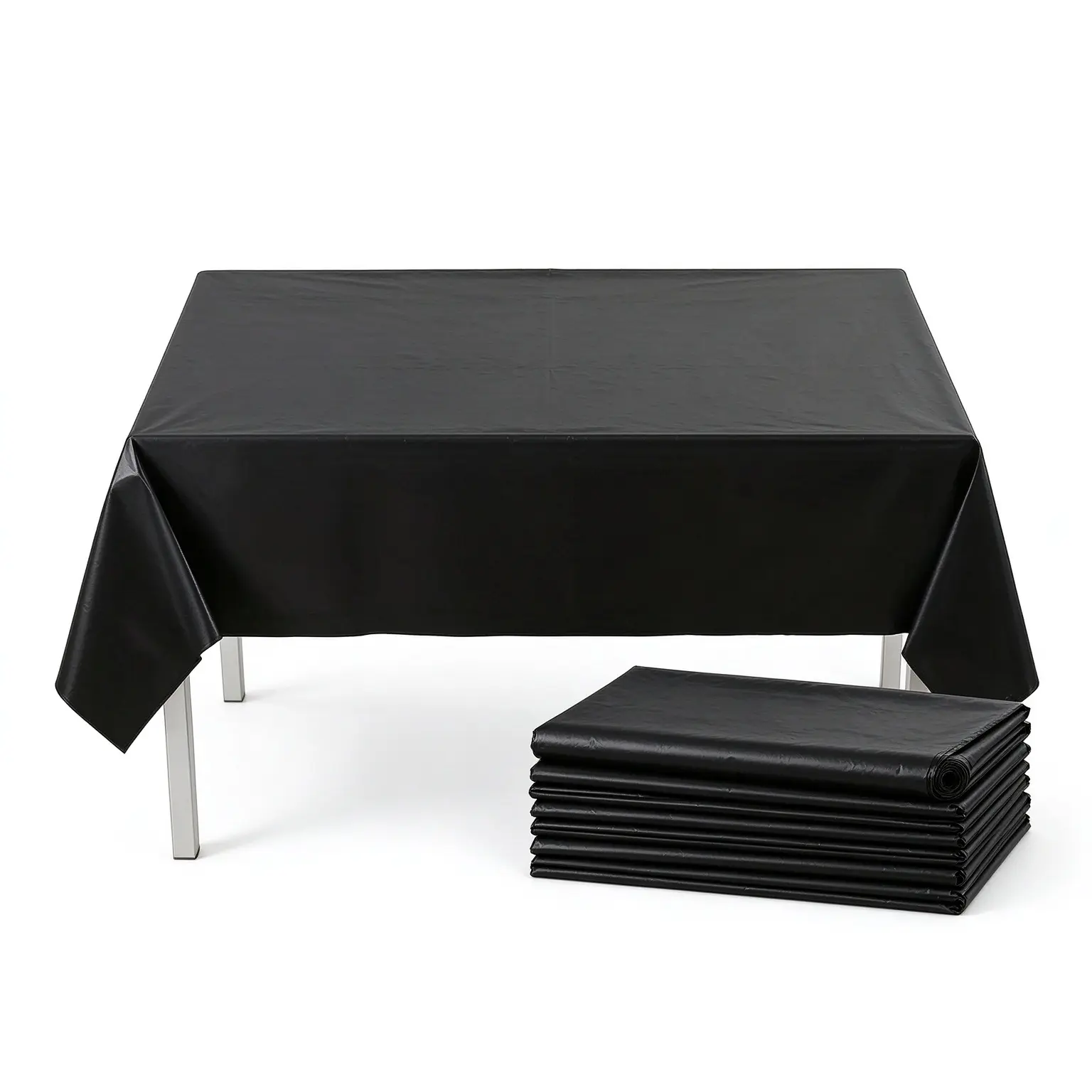 Black Disposable Plastic Tablecloth Party Size, Suitable For Rectangular Tables, Large Tablecloth, Suitable For Parties, Events And Weddings, Indoors And Outdoors, 5 X 108 Inches (about 137.2 X 274.3 Cm), Plastic Table Cover