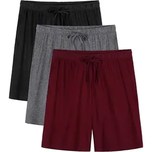 3 Pack Mens Pajama Shorts, Soft Sleep Shorts with Pockets Elastic Waist Drawstring Lounge Dry Fit Sleepwear Bottoms