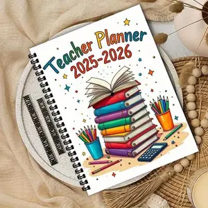 2026 School Year Teacher Planner, Vibrant Design Filled with Teaching Atmosphere, Weekly Plans, Course Schedules, Student Info Pages, Meeting Records