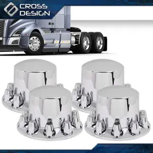CROSSDESIGN 4PCS Plastic Silver Rear Wheel Axle Hub Cover Kit Semi-Truck ABS 33mm Nut Covers