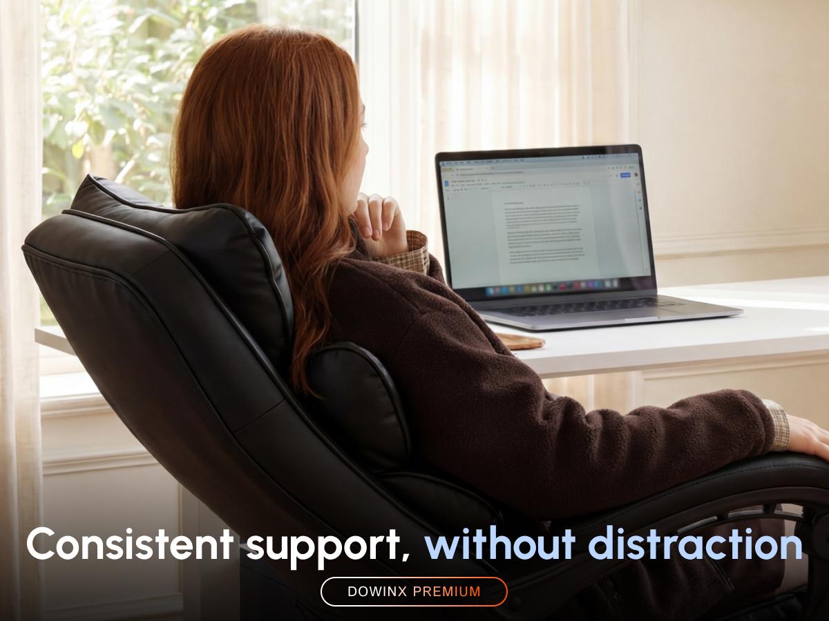 Dowinx Big and Tall Office Chair with Pocket Spring Cushion,High Back Computer Gaming Chairs with Linkage Armrests,Executive Desk Chairs with Footrest,Fabric-Black