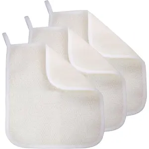 Washcloth (3 Pack), Shower Cloth for  and  Exfoliator , Two Sides Exfoliate Shower Rag Wash Cloths Nylon  Loofah Sponge Scrub Towel estropajos para el cuerpo