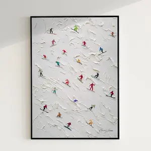 Retro Apres Ski Wall Art, Mini Skiers Poster Cozy Ski Cabin Decor - Vintage Bar Cart Art, Winter Wall Art Decoration Gift