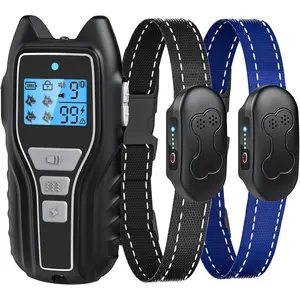 Shock Collar for 2 Dogs (15-120lbs), 2000FT Remote Control Waterproof Dog Training Collar with 4 Safe Modes, Rechargeable Lock Flash Light for All Breeds - Silver