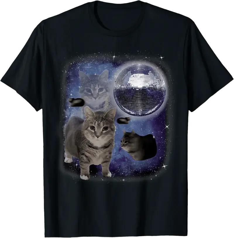 Funny Oiiaa Oiiaa Spinning Cat Brainrot T-Shirt – Disco Ball Meme Graphic Tee, Viral Cat Lover Gift Shirt