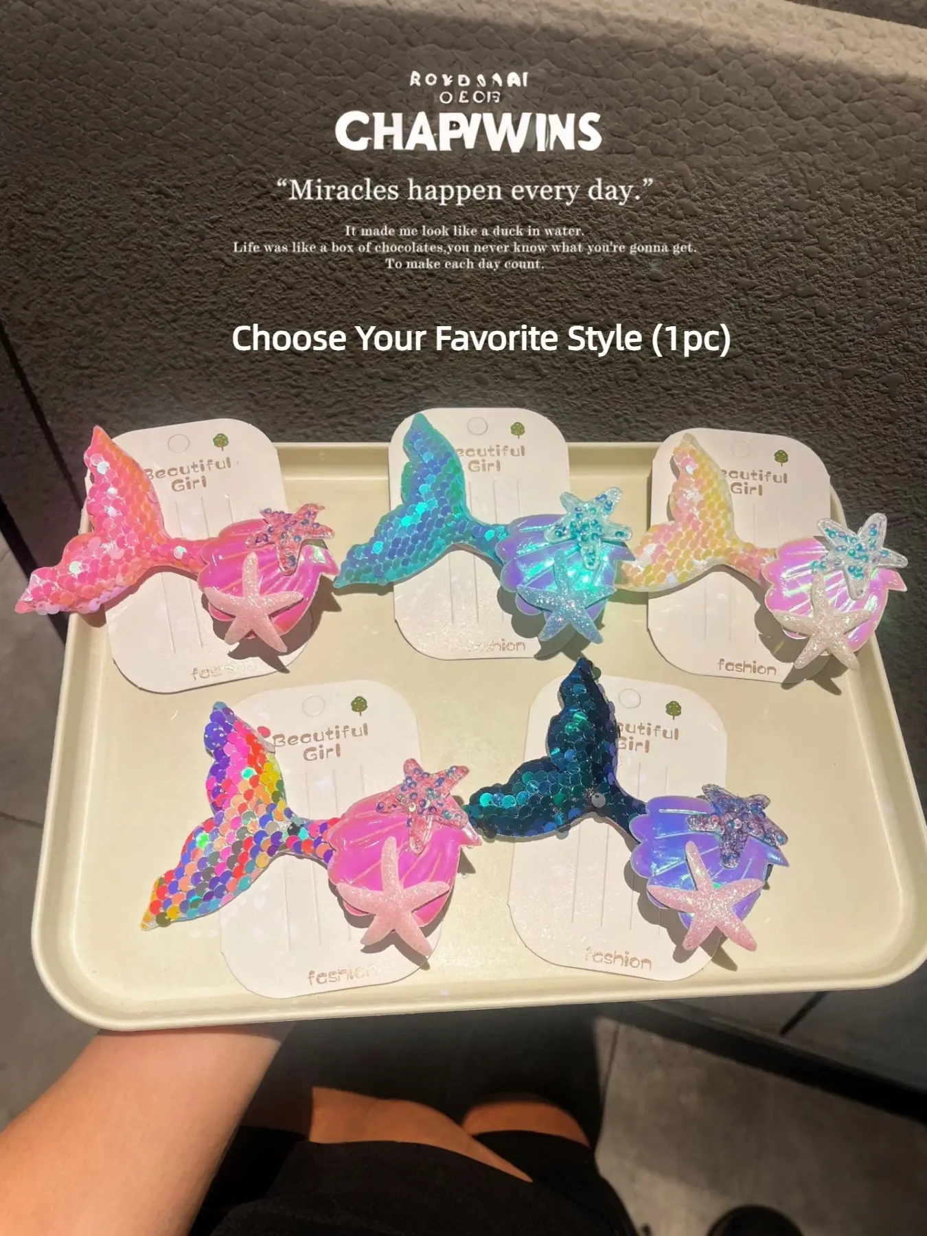 Sparkly Mermaid Tail Sequin Hair Clips, Starfish Shell Barrettes for Girls, Tropical Hair Accessories, Perfect for Summer & Beach Days, 1 Pcs