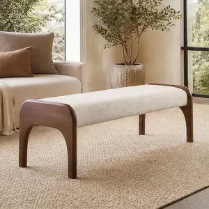 50.25 Inch Upholstered Long Bench Modern Dining Bench with Soft Chenille Fabric Rubber Wood Legs for Kitchen Table Bedroom Entryway Hallway Seat Beige, Beige Color Options, Rubber Wood Material, Modern Style, Product Dimensions: 20.00 W x