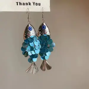 LisiZen European and American Style Unique Exquisite Fish Scale Disc Small Fish Earrings for Women Fashion Retro Ear Hooks Chic Minimalist Earrings Jewelry DZEH5439/DZEH5440