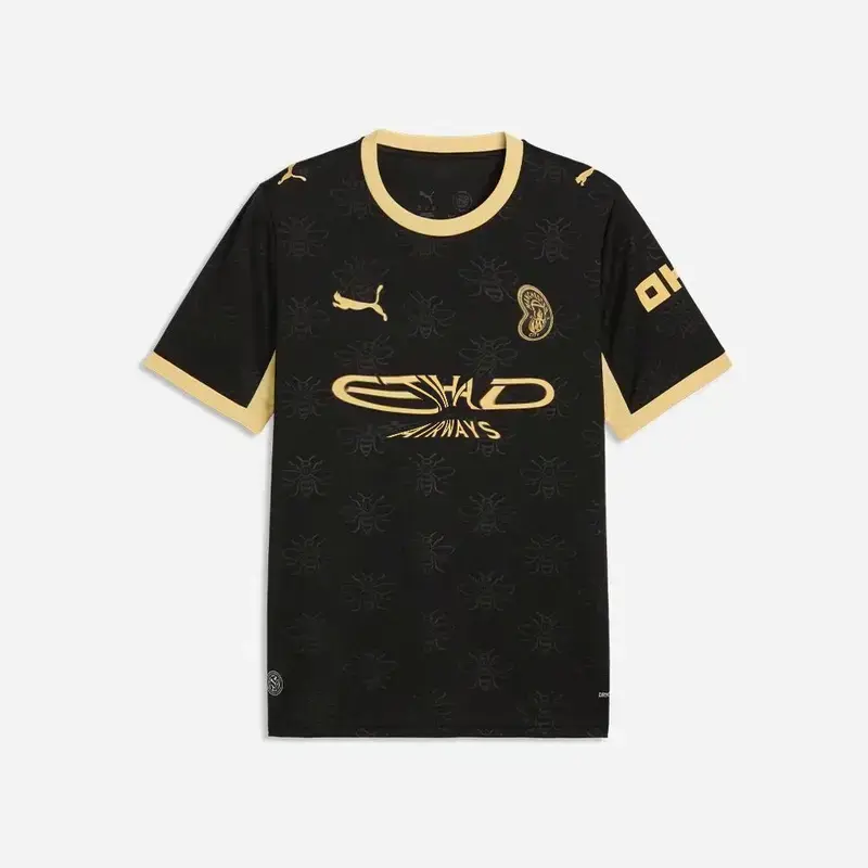 Trendy Manchesterciti Soccer Jersey Black with Yellow Accents