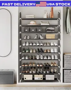 Shoe Rack Organizer Storage Pairs Shoes Shelves Space 10 Tier 50 Pairs Standing