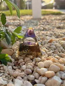Orgonite Cosmic Pyramid W/ Black Tourmaline and Amethyst