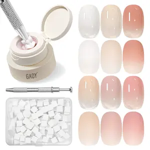 GAOY Cushion Ombre Painting Gel Kit, 6 Colors Gradient Patting Gel Polish with Sponges and Grabber Tool, for Ombre Nails Aura Blush Blend Nail Art Home & Salon Use, Pigmented No Wipe, Cherry Blossom