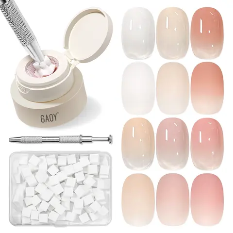 GAOY Cushion Ombre Painting Gel Kit for Aura & Blend Nails, Cherry Blossom | 6 Colors Gradient Patting Gel Polish, Pigmented, No Wipe, with Sponges and Grabber Tool, Salon & Home DIY Nail Art