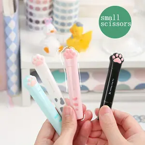 Foldable Cat Paw Scissors, Creative Portable Mini Stainless Steel Safety Round Edge Hand Accountant Scissors, DIY Craft Office Supplies, Cutting Supplies