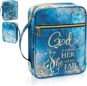 Bible Cover for Women, Bible Holder, Bible Cover Carrier Carrying Organizer Bag, Zipper and Pockets for Standard Size Bible, Gift for Women(Gloden)