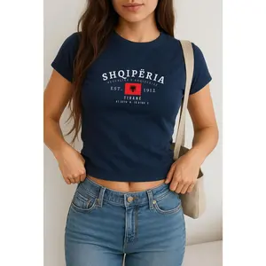 Albania Baby Tee, Shqip Y2K Top, Vintage Albanian Flag Shirt, Tirana Aesthetic Tee, Balkan Pride T-Shirt for Women