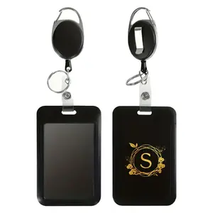 Retractable Badge Holder, 1 Set Employee ID Card Reel, Card Sleeve Cover with Breakaway Safety Clasp, Adjustable Length Nylon Cord & Non-slip Clip for Office, School Use