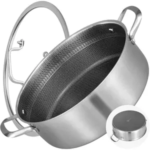 7 QT Tri-Ply Stainless Steel Non Stick Saute Pan with Lid,12 Inch Deep Frying Pan,Large Skillet, Cooker,Induction Compatible,Heavy Duty and Oven Safe.