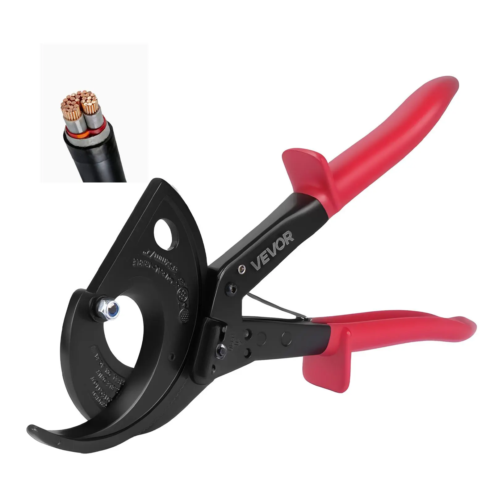 【summerfinds】VEVOR Ratcheting Cable Cutter, Spring Steel Blades with Insulated Handles, Quick-Release Button, Heavy Duty Ratchet Cable Wire Cutter for Cutting Copper & Aluminum Cables Up to 800 MCM / 400 mm²