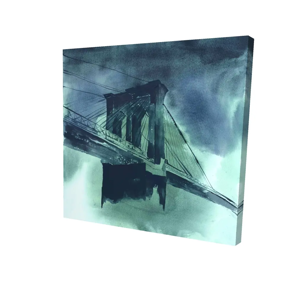 212 MAIN 24x24 in. High-Def Artistic Modern Abstract Brooklyn Bridge Cityscape Wall Print, Colorful Home Decor Decoration, Ideal Gift for City Lovers