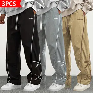 3-Pack Men’s Outdoor Sports Casual Jogger Pants with Five-Pointed Star Print — Suitable for Everyday Outdoor Wear