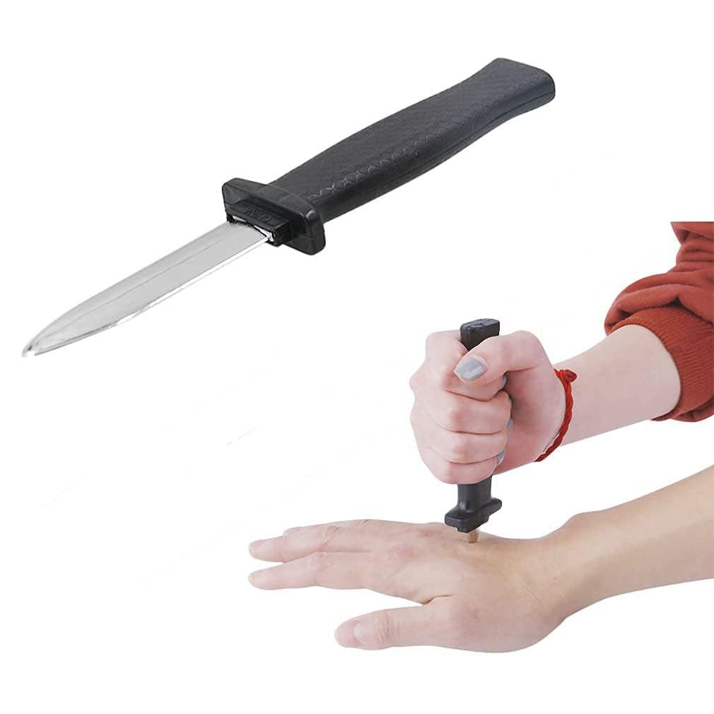 2 Pcs Retractable Knife Prop Knife Fake Knife False Trick Gadget Toy Disappearing Dagger Plastic Halloween Fools Day Party Trick Costume Knife