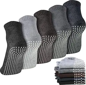 5 Pairs Non Slip Socks for Men Women Grip Socks with Cushion Unisex for Yoga Pilates Barre Home Workout