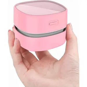 X-HVC03  Cordless Desk Vacuum Cleaner, Upgraded Rechargeable Mini Desktop Vacuum Sucks up Crumbs Debris from Office Desk Countertop White Elephant Tech Gift for Easter Christmas Stocking Stuffer Pink Charging Gadget Handy Portable Usb