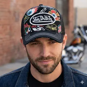 V0n Dutch Graffiti Trucker Cap – Premium Snapback Mesh Baseball Hat, Embroidered Logo Graphic Streetwear Limited Edition 2026, Adjustable Unisex Gorra, Urban Fashion Statement, Perfect for TikTok Style