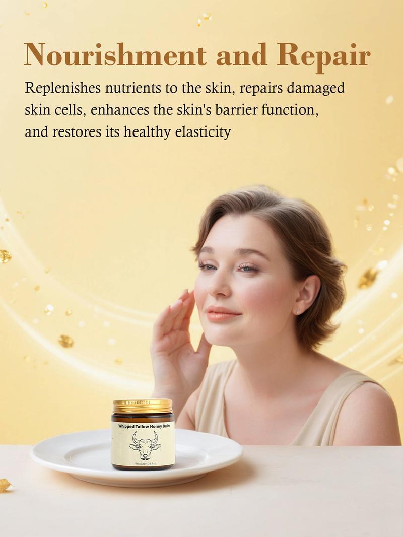 Lopeie Whipped Grass-Fed Beef Tallow Honey Balm - 4 Oz,Moisturizing Cream for Soft, Smooth Skin - Handmade All-Natural Moisturizer - Lavender