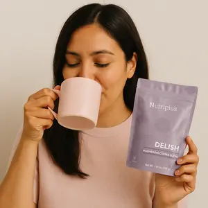 Nutriplus Delish Mushroom Coffee 3.7 oz 105 g Rich Flavorful Blend for Coffee Lovers Unique Taste Ideal for Daily Routine