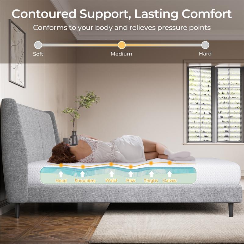 Costoffs Queen 8/10/12 inch Supportive Memory Foam Mattress Medium-Firm Mattress Spinal Alignment Layer Support Pressure Relief Wide Compatibility