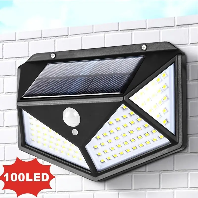 100LED Solar Lights Outdoor Wall LED Lights for Summer Gift, Solar Powered Garden Lamp, Waterproof Wall Mounted LED Light with 3 Light Modes, LED Wall