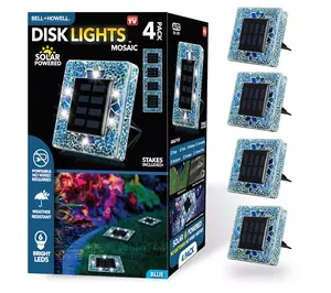 Bell + Howell Solar Square Mosaic Disk Lights, Set of 4