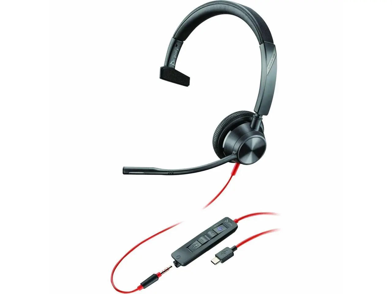 Poly Blackwire 3315 Microsoft Teams Certified USB-C Headset TAA - Mono - Mini-phone (3.5mm), USB Type C - Wired - 32 Ohm - 20 Hz - 20 kHz - On-ear - Monaural - Ear-cup - 7 ft Cable - Omni-directional