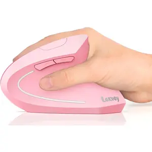 Lekvey Ergonomic Mouse, Vertical Wireless Mouse, Rechargeable 2.4 Ghz USB Optical Carpal Tunnel Mice : 800/1200 / 1600 DPI, 6 Buttons, for Laptop, PC, Mac, Computer, Desktop, Notebook Etc, Pink