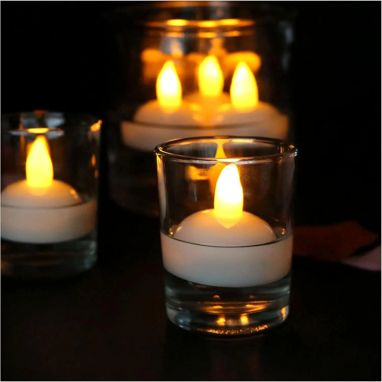 12-Pack Water Activated Floating LED Candles - Warm White Decorative Lamp, Luminous Home Decor, Flameless Centerpiece for Bar, Dining Table, Church, Bathtub Use, Home Decor Light