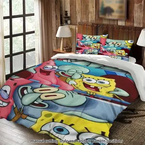 SpongeBob SquarePants, Patrick Star, and Squidward character 3-piece bedding set, suitable as a gift.