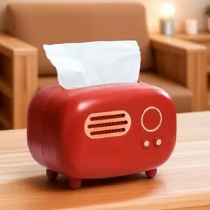 Vintage Metal Radio-Shaped Tissue Box Creative Home Desktop Organizer Multi-Scene Use for Kitchen Bathroom Bedroom Dustproof Durable American Country Style Practical Decorative Gift